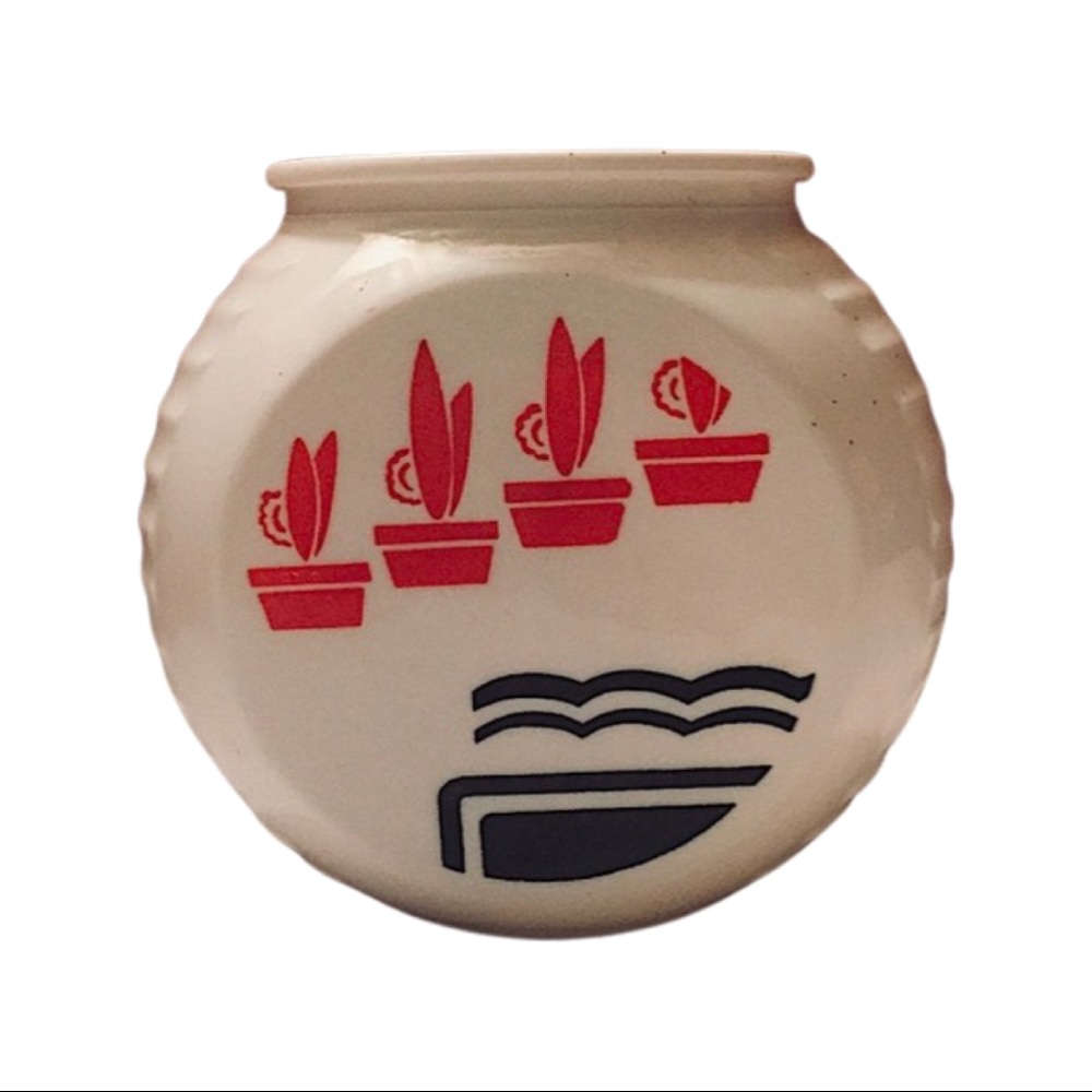 Vintage Fire King Red Pots Jar-No Lid